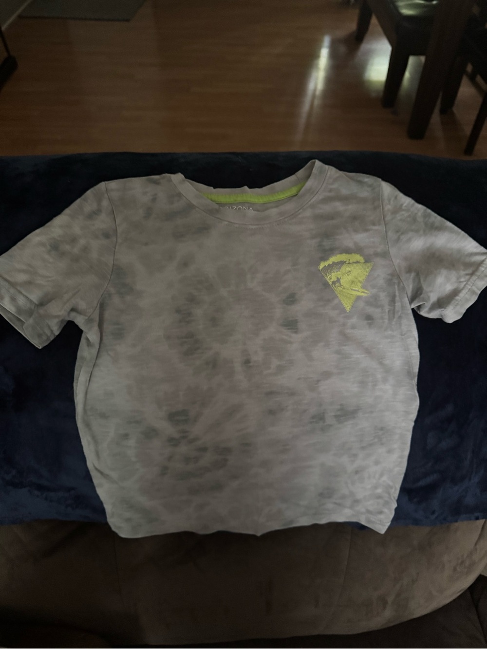 Arizona Jean Company Gray Tie-Dye Tee with Neon Yellow Graphic